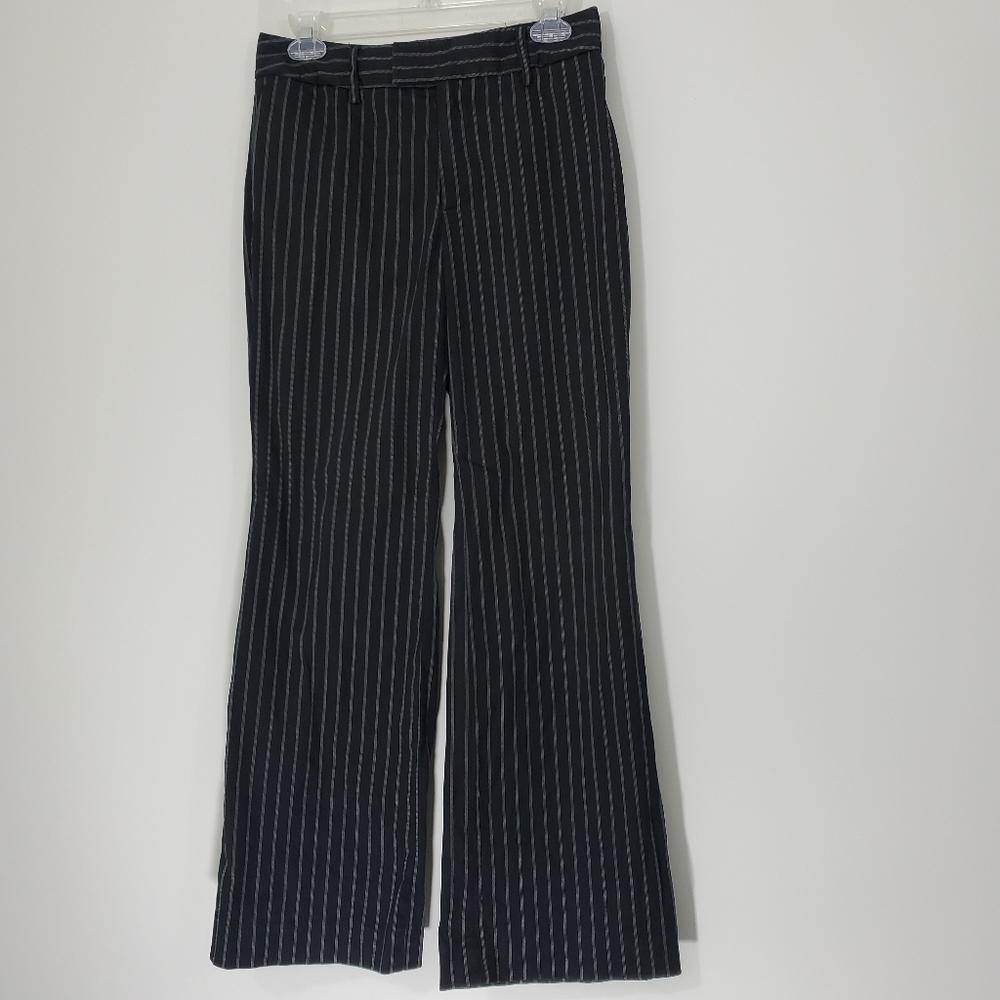 Banana Republic Harrison Black Striped Pants, Size 2R Stretch
